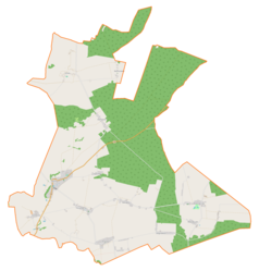 Mapa konturowa gminy Rychtal, na dole po lewej znajduje się punkt z opisem „Skoroszów”