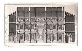 Disegno del proscenio del teatro, da Le fabbriche e i disegni di Andrea Palladio raccolti ed illustrati da Ottavio Bertotti Scamozzi, 1796