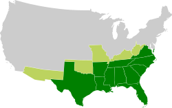 Amerikas Konfødererede Staters placering