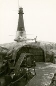 Helikopterbesøk i 1980 Foto: Sven Poulsson, Riksantikvaren