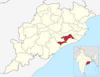 मानचित्र जिसमें खोर्धा ज़िला Khordha district ଖୋର୍ଦ୍ଧା ଜିଲ୍ଲା हाइलाइटेड है