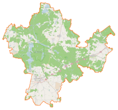 Mapa konturowa powiatu chojnickiego, na dole po lewej znajduje się punkt z opisem „Nieżychowice”