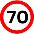 Maximum speed limit of 70 mph (113 km/h) (only used on Scottish motorways and UK special roads)