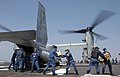 Mitglieder der JMSDF beladen eine Bell-Boeing V-22 der USMC mit Hilfsgütern