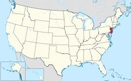 Map of the United States with New Jersey highlighted