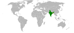 Map indicating locations of India and Bangladesh