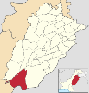 Karte von Pakistan, Position von Distrikt Rahimyar Khan hervorgehoben