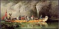 Frances Anne Hopkins (1838–1919): Canoe Manned by Voyageurs Passing a Waterfall