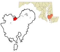 Location of Cambridge, Maryland