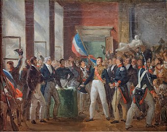 Louis Phillipe celebrates victory at the Hotel de Ville on 31 July, 1830