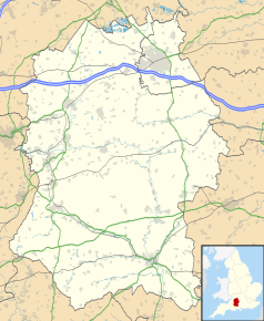 Mapa konturowa Wiltshire, po prawej znajduje się punkt z opisem „Little Bedwyn”