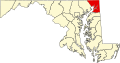 Map of Maryland highlighting Cecil County