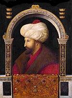 Otomandar Inperioa Mehmed II.a hil zenean. Mendeko lurraldeak berde argiz agertzen dira.