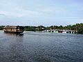 A houseboat on Ashtamudi Lake in Kollam, India