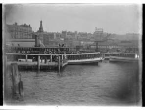At Circular Quay showing her partially open upper decks. From 1905, all "K-class ferries" would be fully enclosed to the wheelhouses. The Lady-class ferries introduced in the 1960s and 1970s would re-introduce this feature.