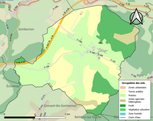 Carte en couleurs présentant l'occupation des sols.