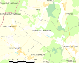 Mapa obce Auvet-et-la-Chapelotte