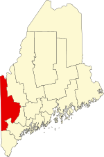 Map of Maine highlighting Oxford County