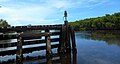 View of barrier underneath bridge to protect pilons