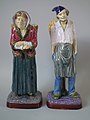 Brownfield Peasant Figures, 13.2 in, coloured glazes majolica, c. 1880