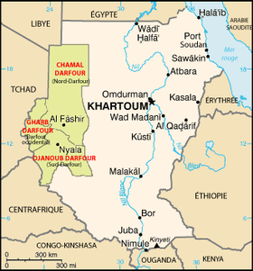 Les trois États soudanais le long de la frontière avec le Tchad.