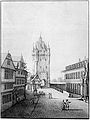 Sachsenhäuser Brückenturm, 1775 (Zeichnung von Johann Caspar Zehender)