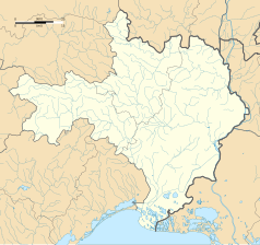 Mapa konturowa Gard, po lewej znajduje się punkt z opisem „Sumène”