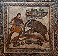 Man hunting a boar, Roman mosaic, 4th century AD