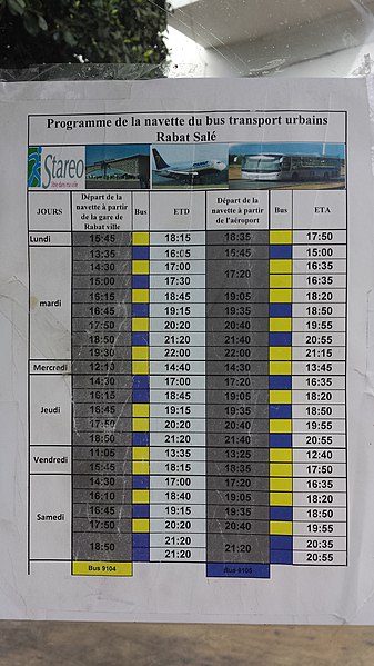 File:Horaires Navette Aeroport Rabat-Salé - Gare de Rabat Ville - Mai 2015.jpg