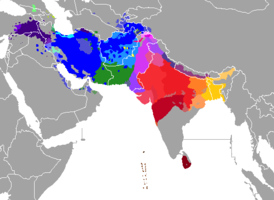 Карта распространения индоиранских языков