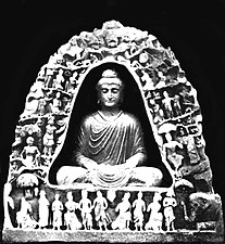 Vasudeva I: Mamane Dheri Buddha, inscribed with "Year 89", probably of the Kanishka era (216 CE).[87]