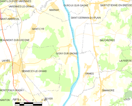 Mapa obce Gigny-sur-Saône