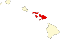 Map of Havaji highlighting Maui County