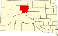 Map of Južna Dakota highlighting Dewey County