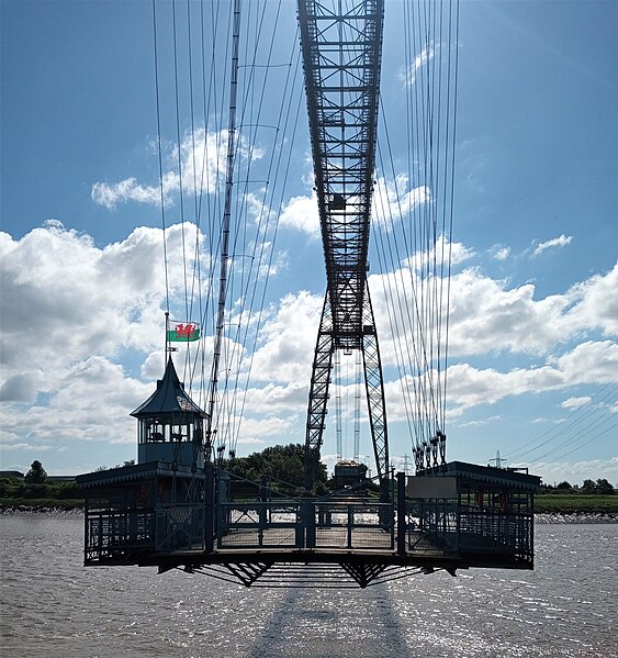 File:Newport Transporter Bridge & Gondola, River Usk, Wales. View across.jpg