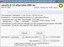 Description de l'image Bittornado screenshot showing use of IEC and SI prefixes.png.