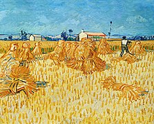 Harvest in Provence, jen 1888, anviwonman Arles, lwil sou twal, 50 × 60 cm cm, Jerizalèm, Mize Izrayèl (F558/JH1481).