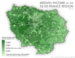 Jms idf median income 2010 Median Income across France's Île-de-France région, 2010