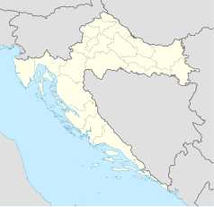 Mapa konturowa Chorwacji, blisko centrum na lewo u góry znajduje się punkt z opisem „Okić”