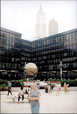 Het originele Five World Trade Center (zuidwesten), zuidelijke façade