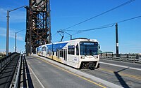 MAX train crossing Steel Bridge in 2009 – street view of SD660 LRVs