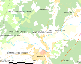 Mapa obce Saint-Front-de-Pradoux