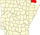 Map of Arkansas highlighting Clay County