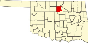 Map of Oklahoma highlighting Noble County