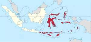 Восточная Индонезия (красная) в составе Республики Соединённые Штаты Индонезии