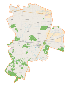 Mapa konturowa gminy Wola Krzysztoporska, blisko górnej krawiędzi po lewej znajduje się punkt z opisem „Mzurki”