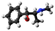 Ball-and-stick model of the (1R,2S)-ephedrine molecule