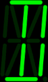 D in green fourteen-segment display