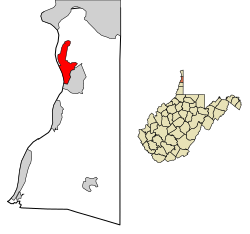 Location of Follansbee in Brooke County, West Virginia.