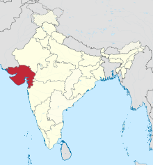 Ligging van Gujarat in Indië